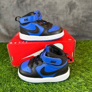 Nike Court Borough Mid 2 TDV Toddler Shoes Game Royal Black CD7784-404 Size 5C